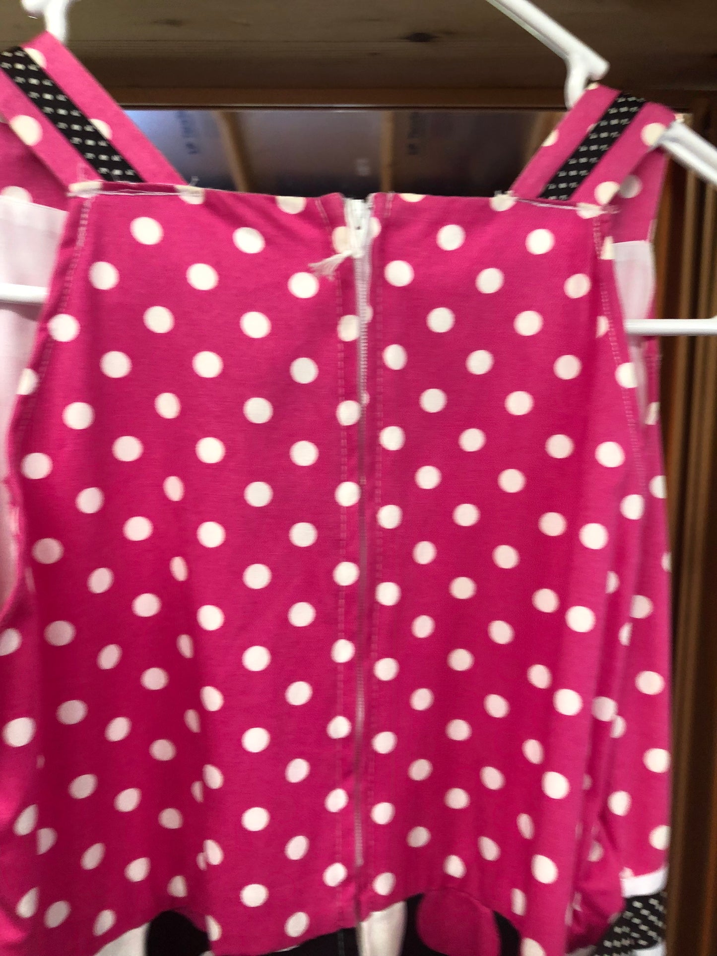 Young Girls Beautiful T-Strap Sun Dress Size 16 Multicolor Polkadot Pink/Blk And White. "Memorial Day Sale"
