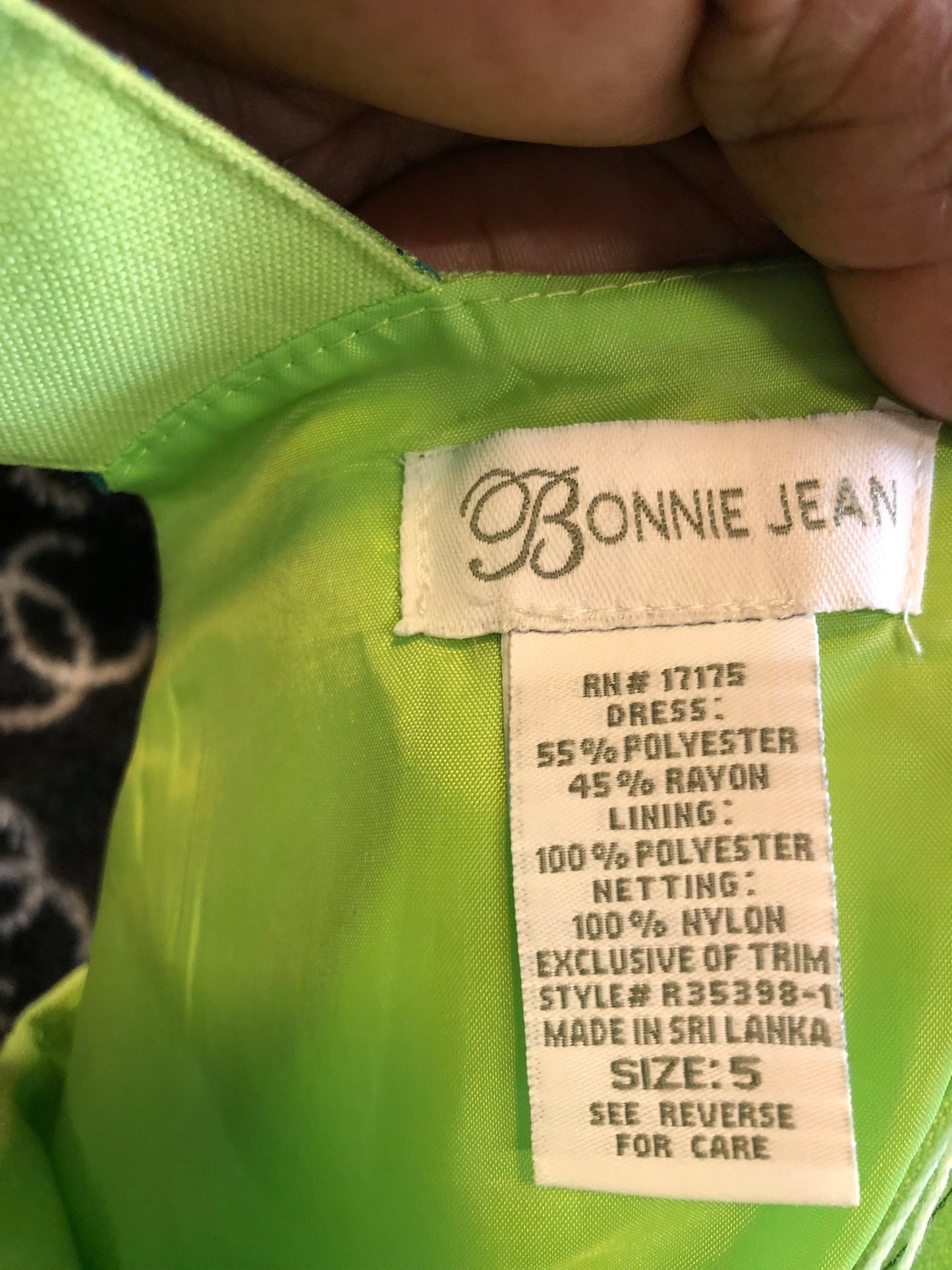 Girls T-Strap Dress Size 5 By: Bonnie Jean Color Pale Green