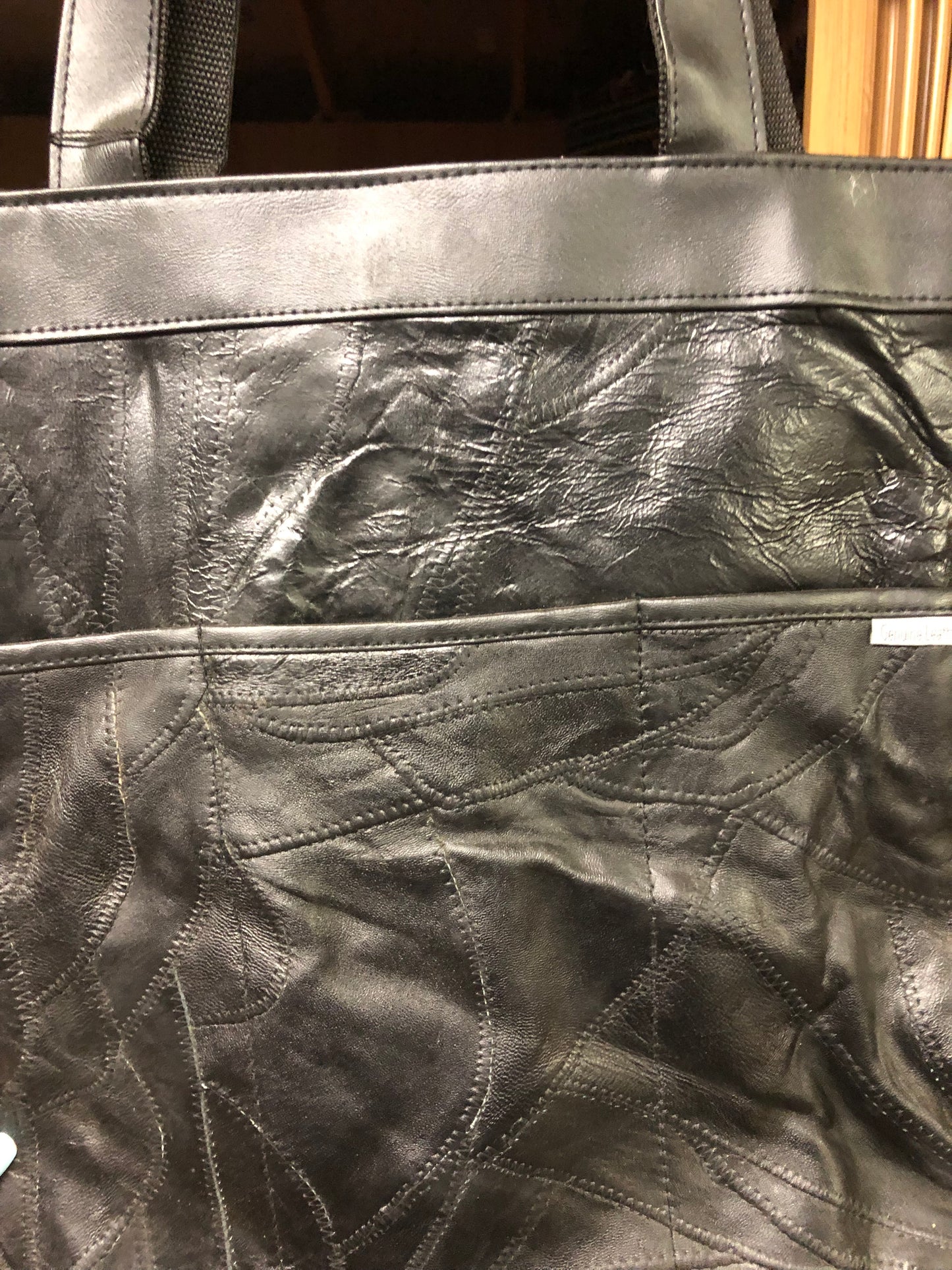 Woman Shoulder Bag Top Grain Lambskin Leather Color Black