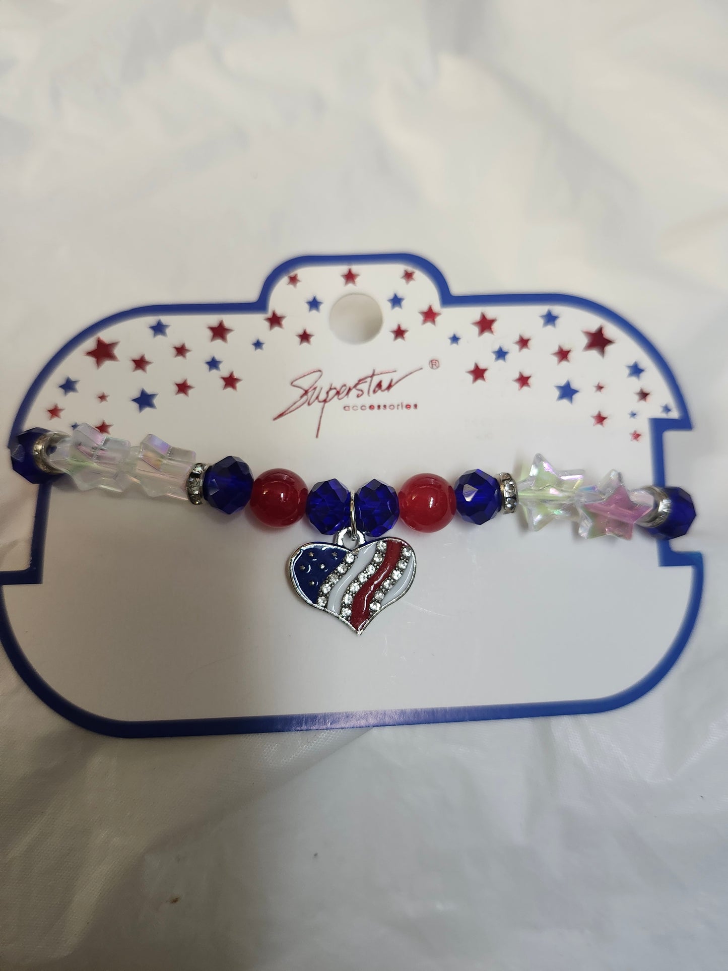 Woman Stretchy Fashion Charm Bling Braclet Color Red.White.Blue. "New Arrival"