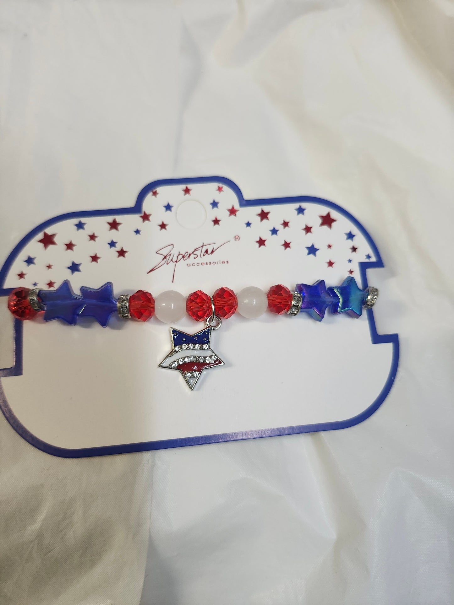 Woman Stretchy Fashion Charm Bling Braclet Color Red.White.Blue. "New Arrival"