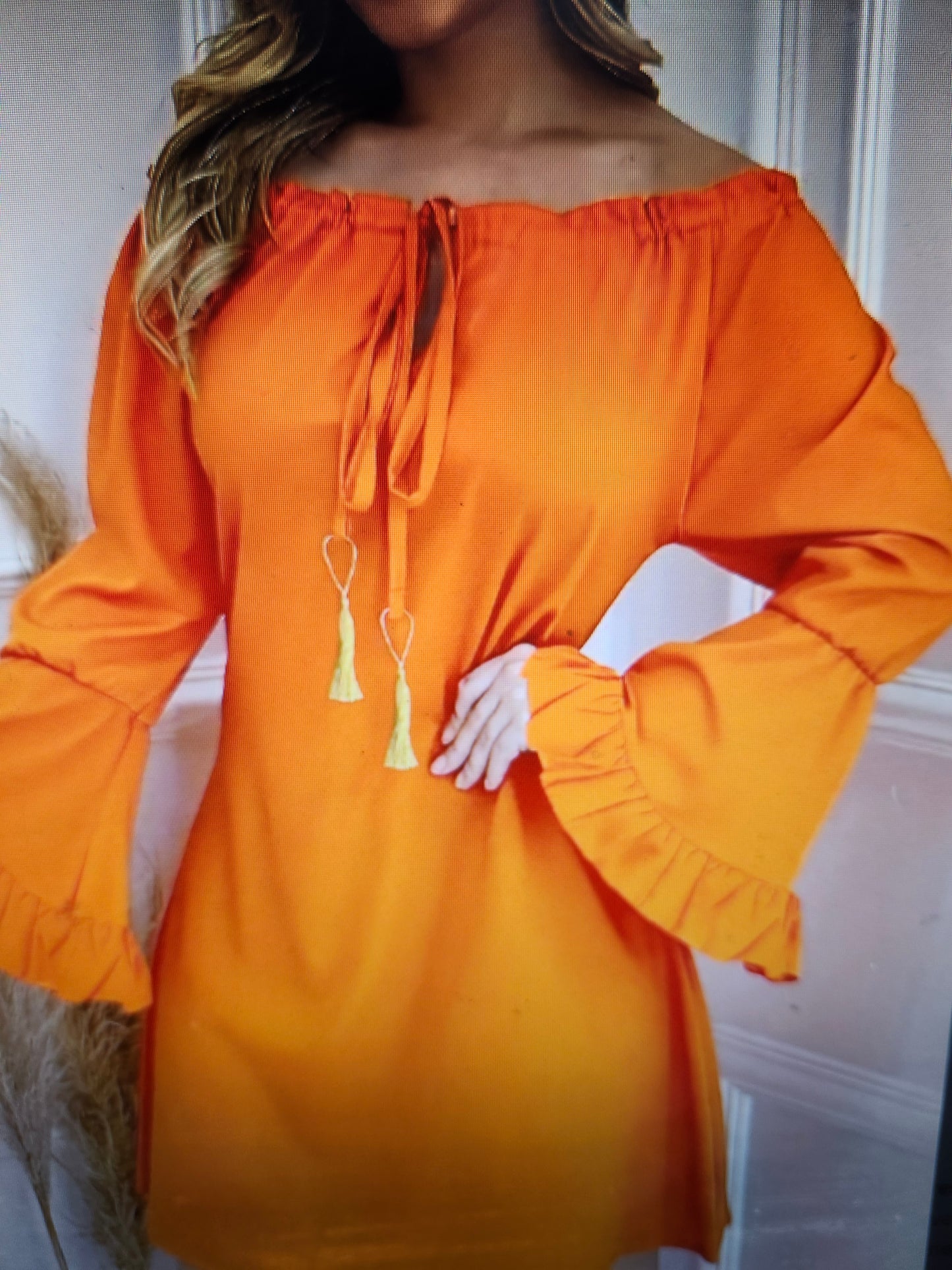 Woman Chic Solid Off ShoulderOr On  Dress Size L(8-10) Color Orange "New Arrival"