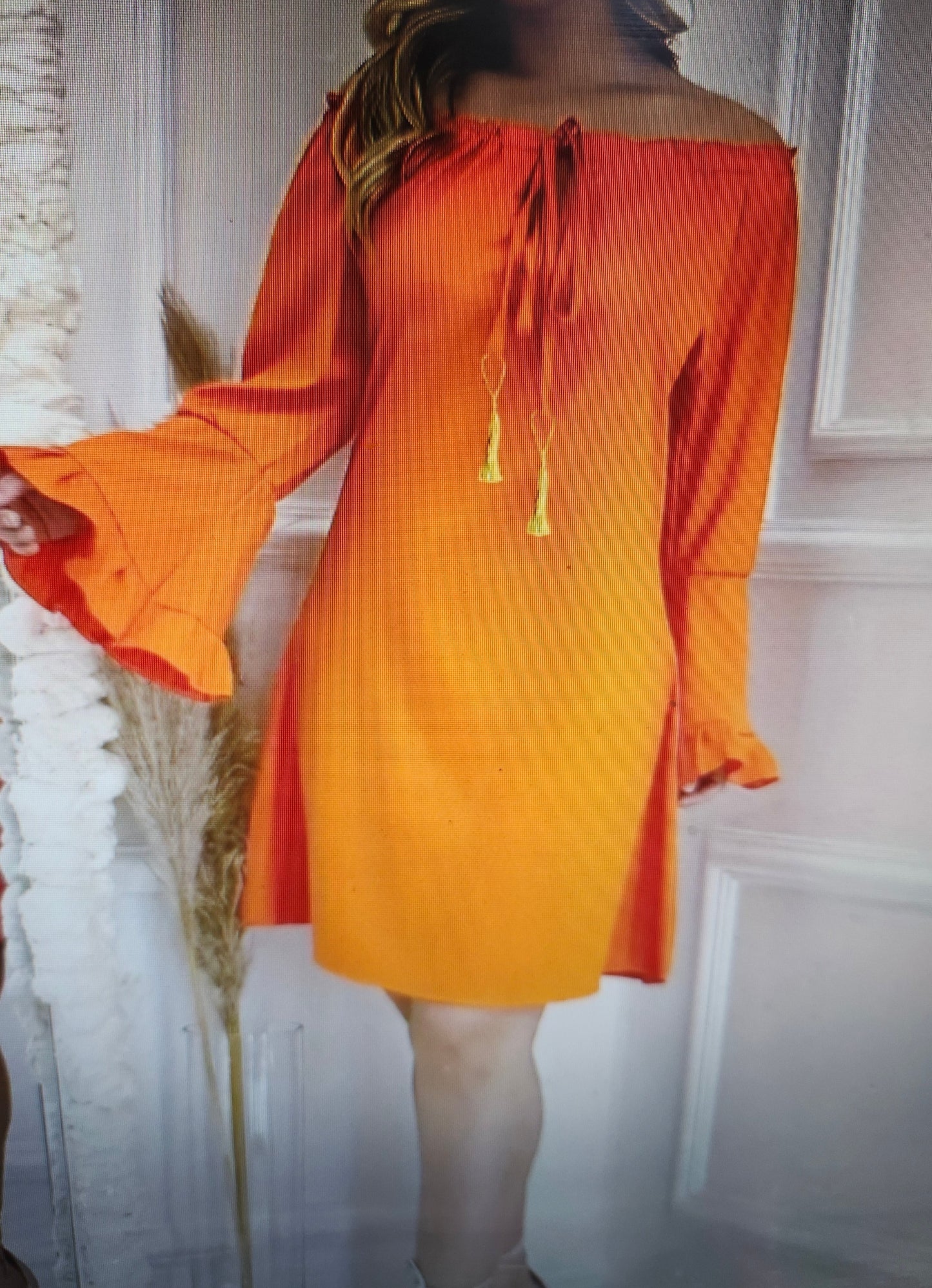 Woman Chic Solid Off ShoulderOr On  Dress Size L(8-10) Color Orange "New Arrival"