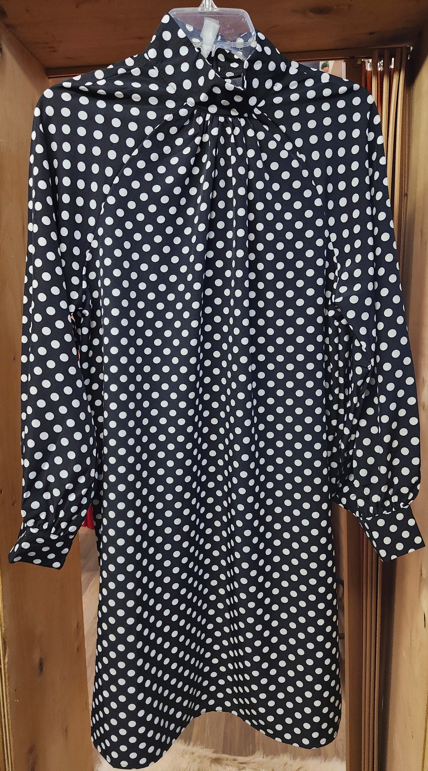 Woman Polka Dot Print Mock Neck Dress Size L(8-10) New Arrival(SOLD OUT)