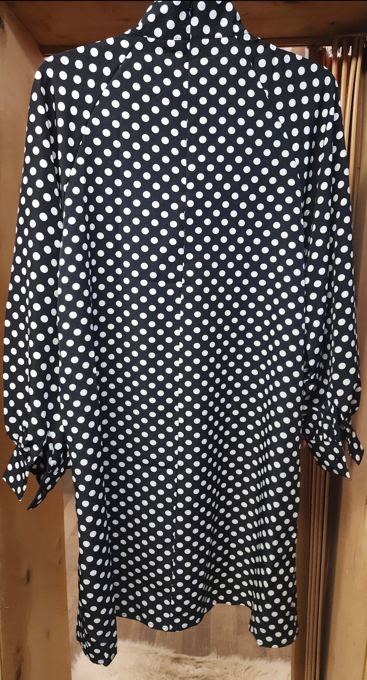 Woman Polka Dot Print Mock Neck Dress Size L(8-10) New Arrival(SOLD OUT)