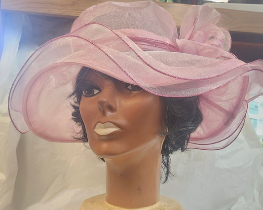 Womans Qrganza Church Kentucky Derby Hat Color Pink  WOW Just Listed! Thanks For Your Purchase, (SOLD OUT)