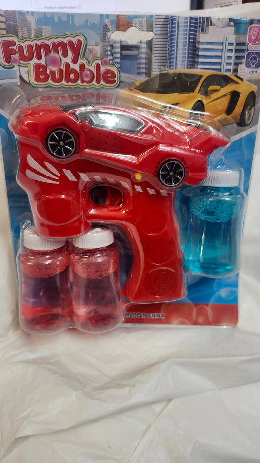 🚗 Kids Bubble Car Gun with Lights & Sounds - Red Racing Fun Toy Ages 3+