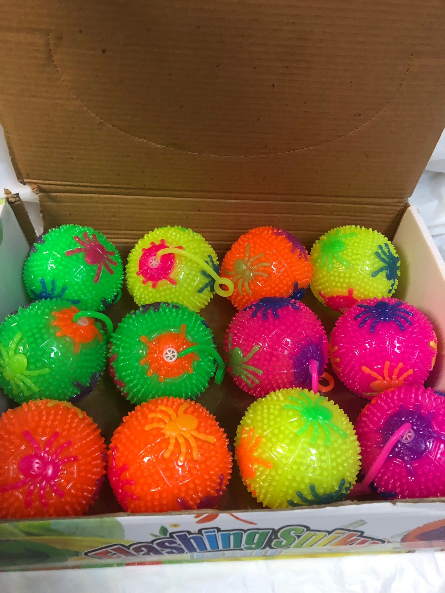 Super Size 75mm Flashing Spiky Ball Different Colors "New Arrival" 12 Pcs Set