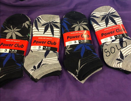 Men Excellent Quality Power Club Ankle Socks Size 9-11. 3Pair Colors:( Blue, Gray,Blk) On Sale Now $10.00