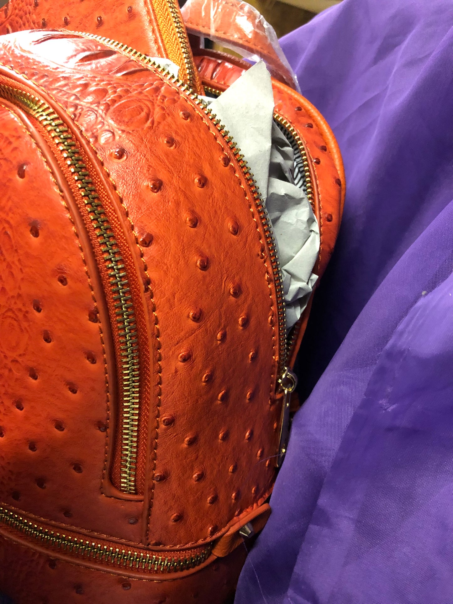 Woman Double Zip Croc Backpack With Wristlet Wallet Color Burnt Orange "New Arrival" Thanks For Your Purchase (SOLD OUT)