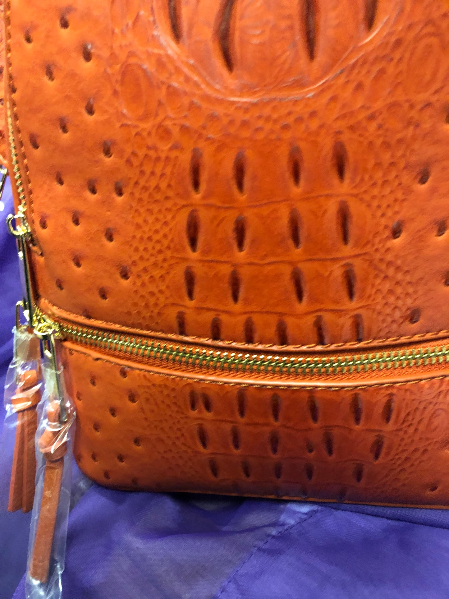 Woman Double Zip Croc Backpack With Wristlet Wallet Color Burnt Orange "New Arrival" Thanks For Your Purchase (SOLD OUT)
