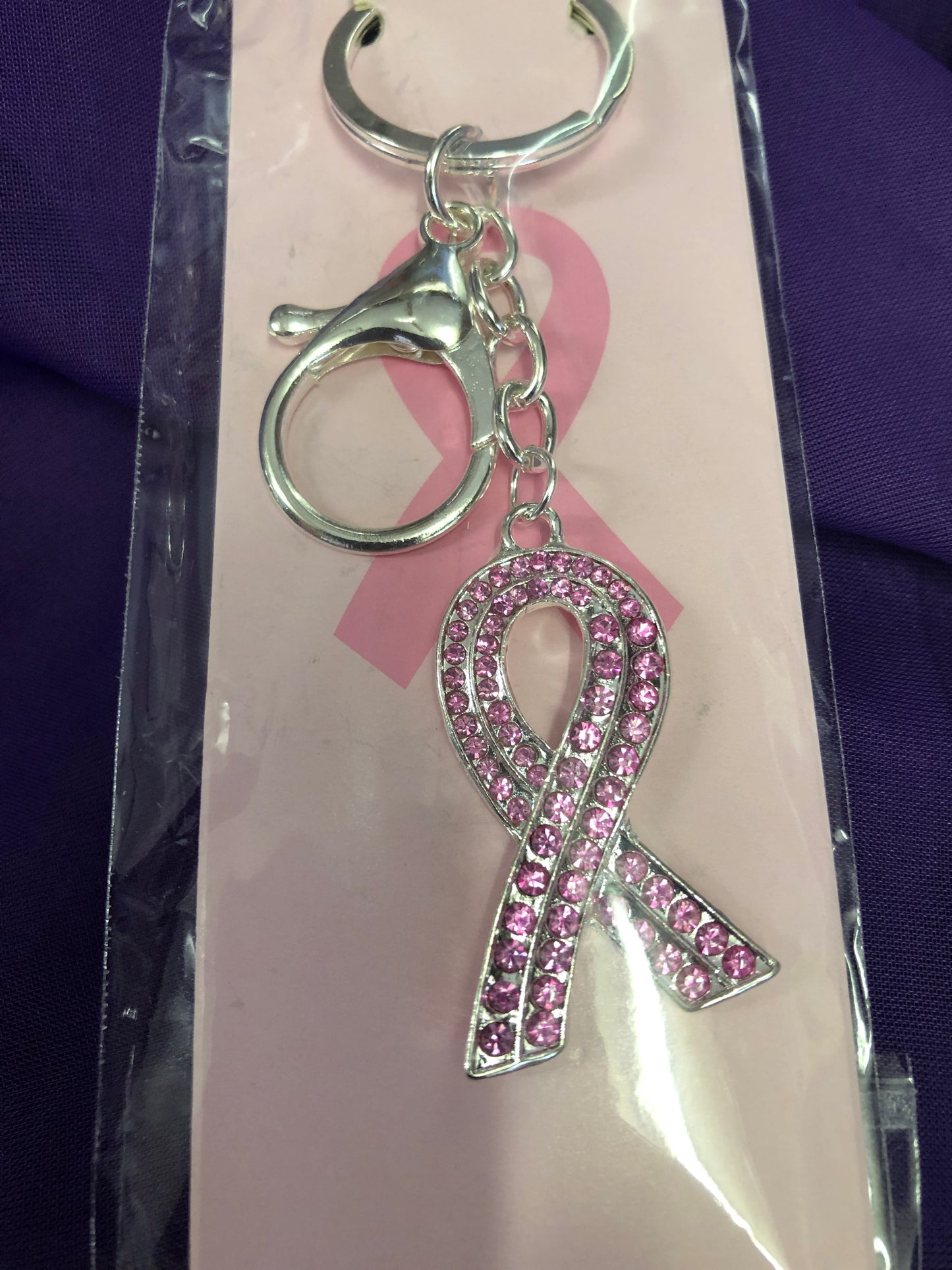 Breas Cancer Awareness Key Chain In Gold 6 Available And 6 In Silver "New Arrival"