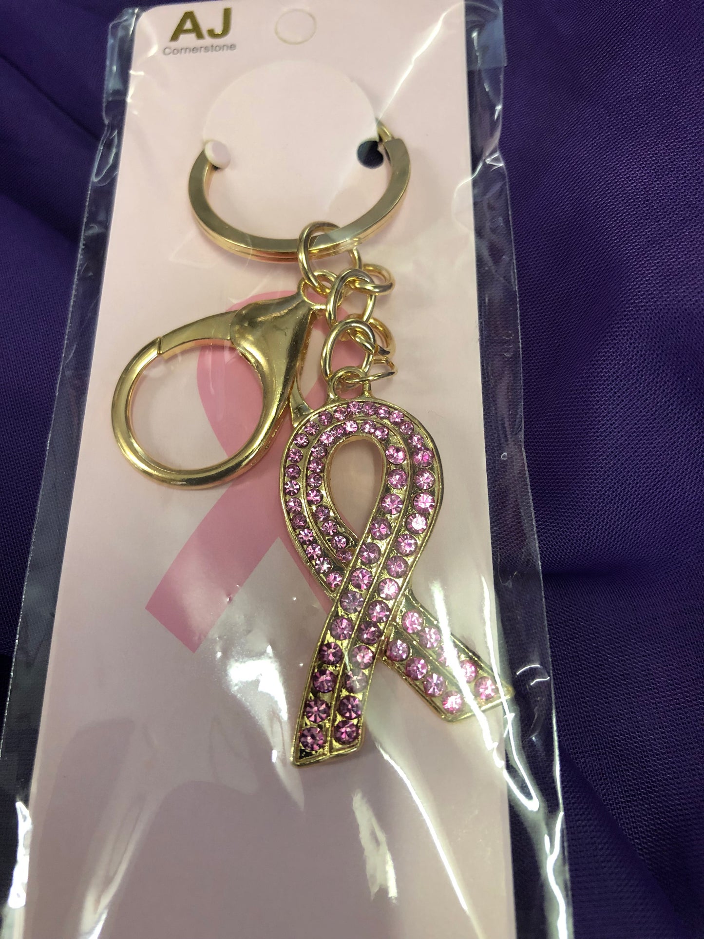 Breas Cancer Awareness Key Chain In Gold 6 Available And 6 In Silver "New Arrival"