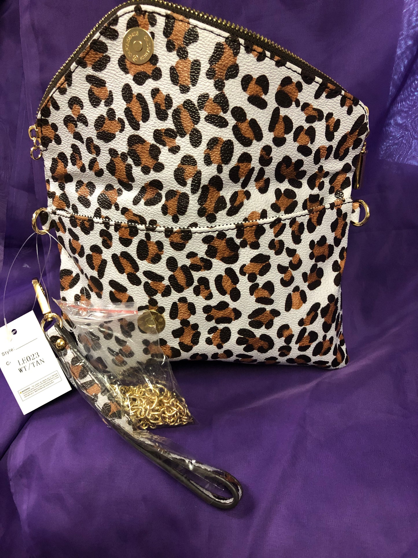 Woman Brown Cheetah Print Wristlet/Crossbody Bag "New Arrival"