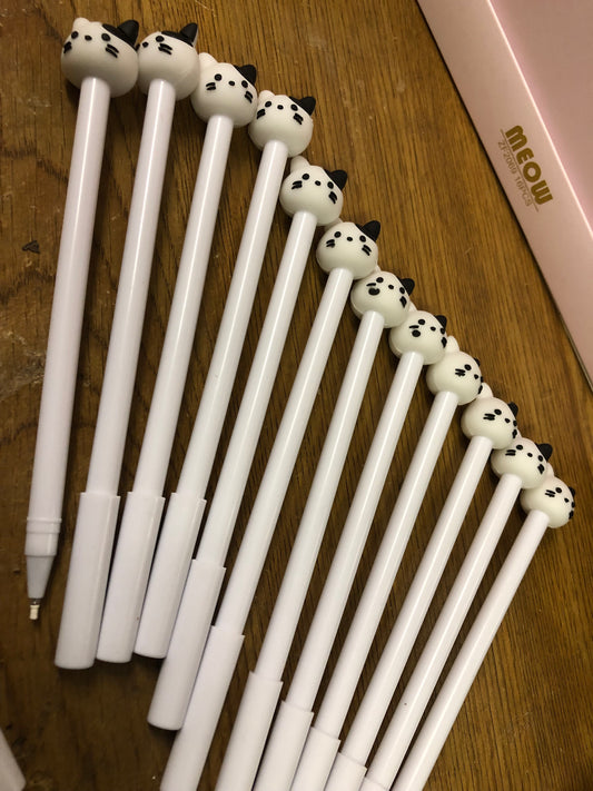 Cat Ball Point Pens Color White/Black "New Arrival" 3.00 Each Or All Only 9 Left  At 27.00