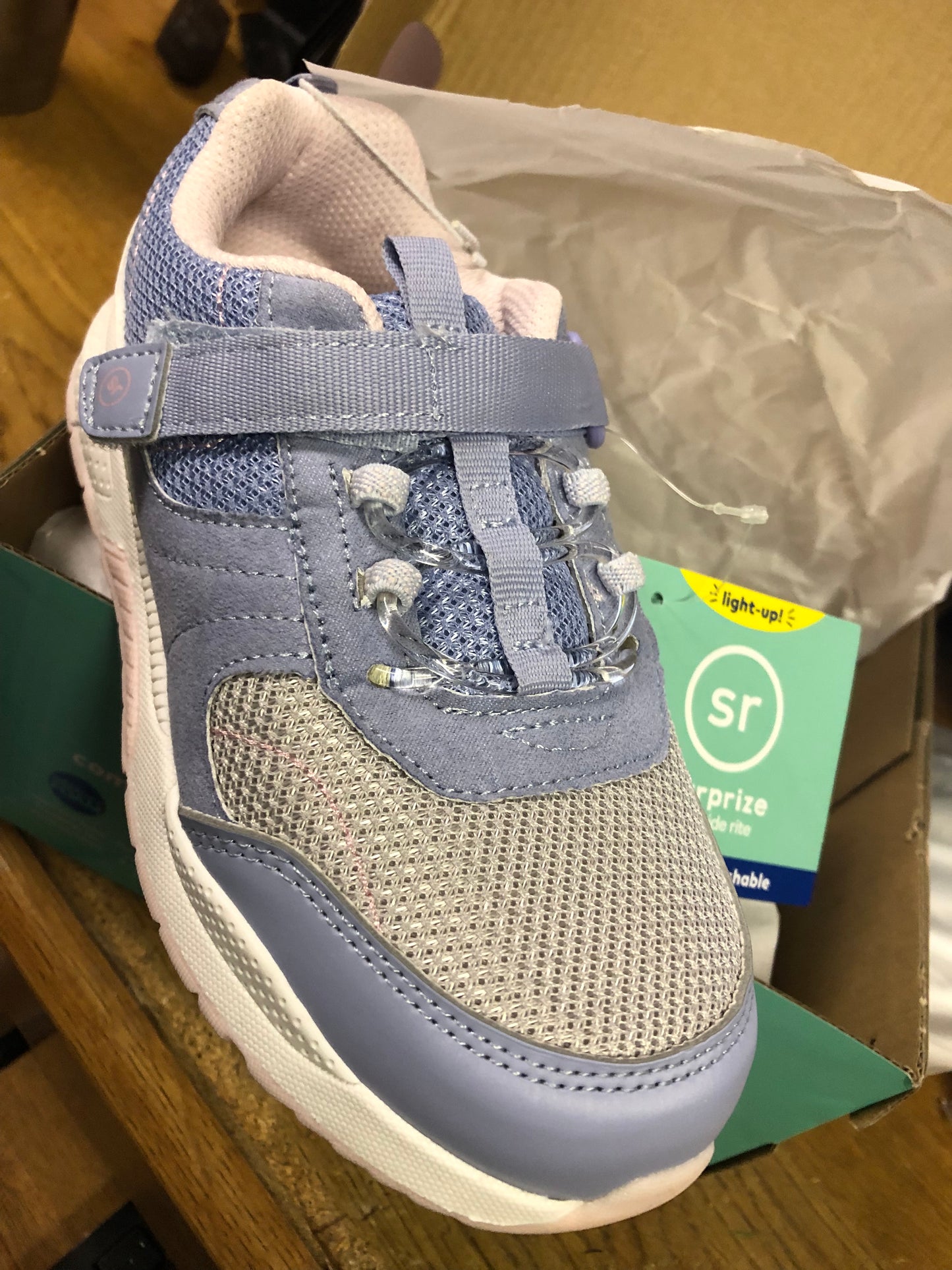(Kids) Girls Light -Up Sneaker Memory Form Color Blue/White Size 12 By Stride Rite