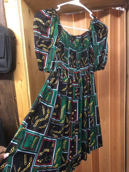 Summer Romper Dress Colors Green/Blk Chain Size med/large  "New Arrival"