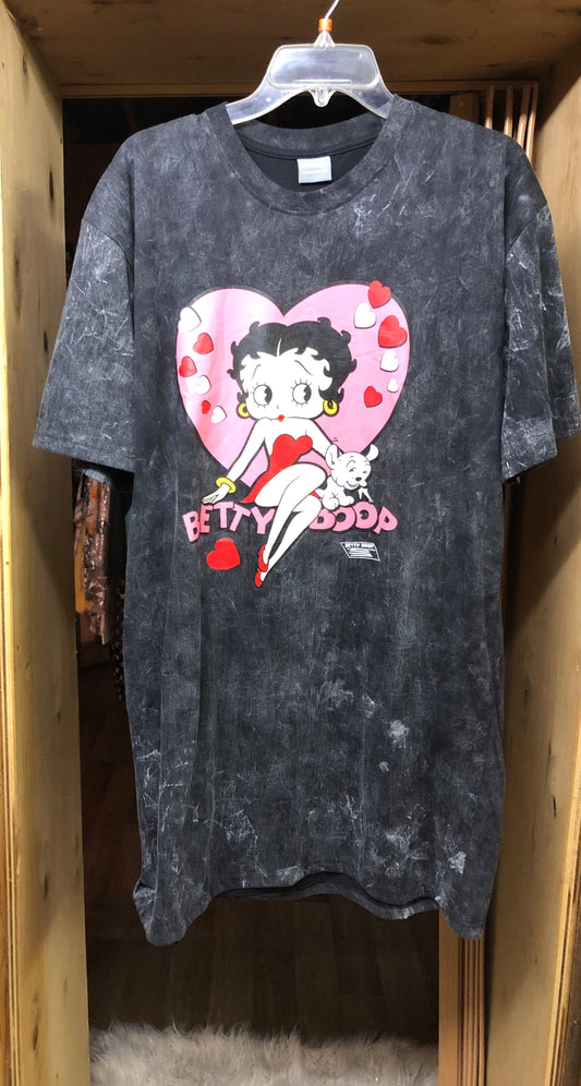 Woman "Betty Boop" Shirt Dress Size L/XL Color Coral Gray/Blk. "New Arrival"