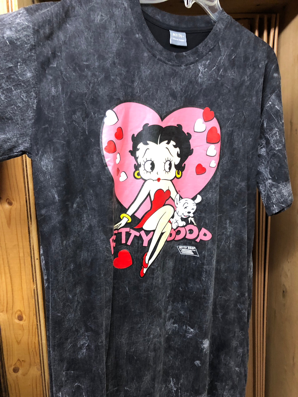 Woman "Betty Boop" Shirt Dress Size L/XL Color Coral Gray/Blk. "New Arrival"