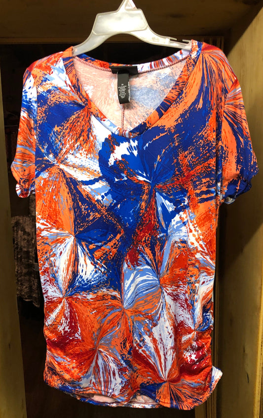 Woman Short Sleeve V-Neck Line Tee Shirt Size 2XL "New Arrival"