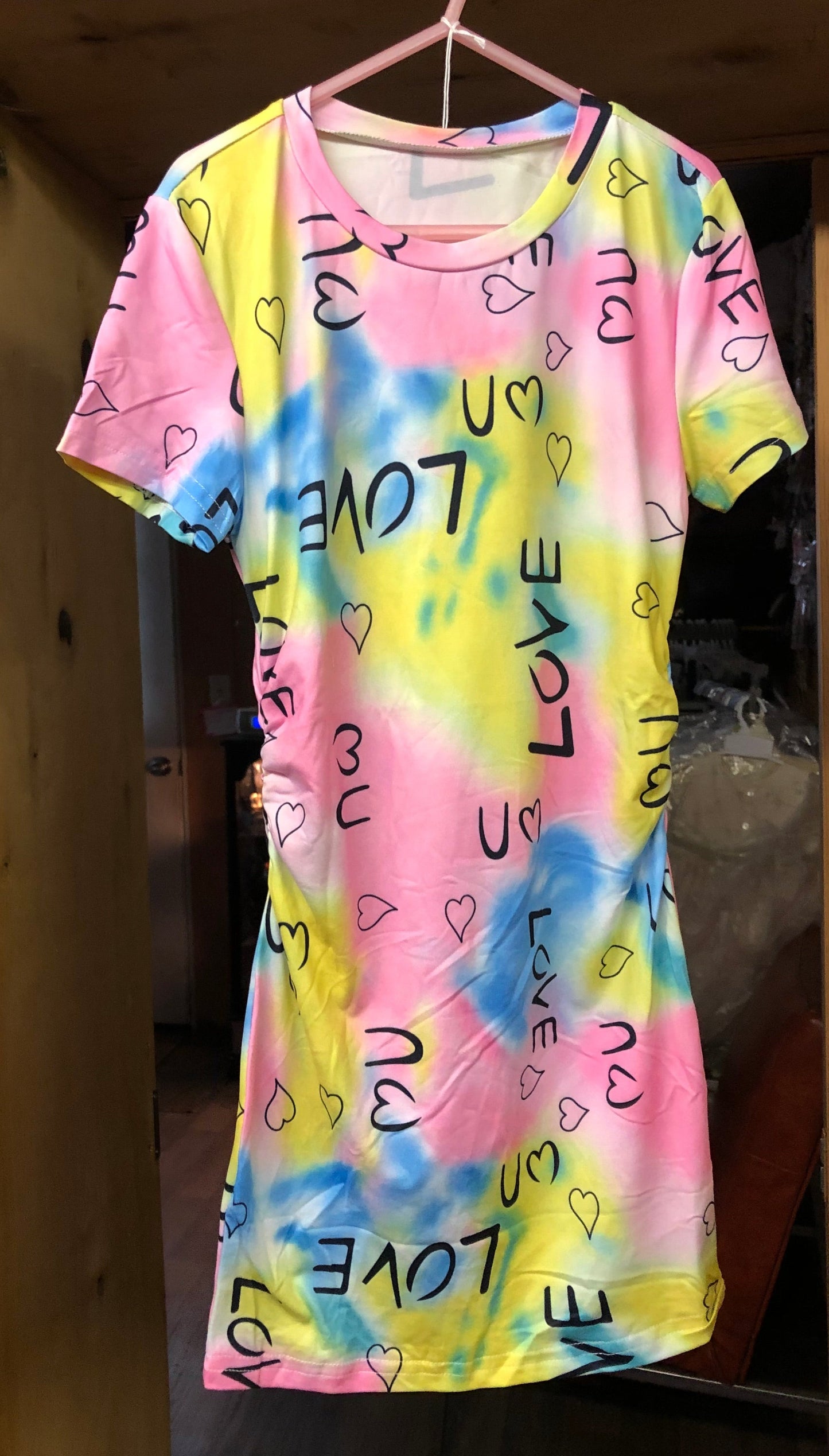 Girls Colorful Rainbow Tie-Dye And Letter Graphic Dress. Size 8 "New Arrival"