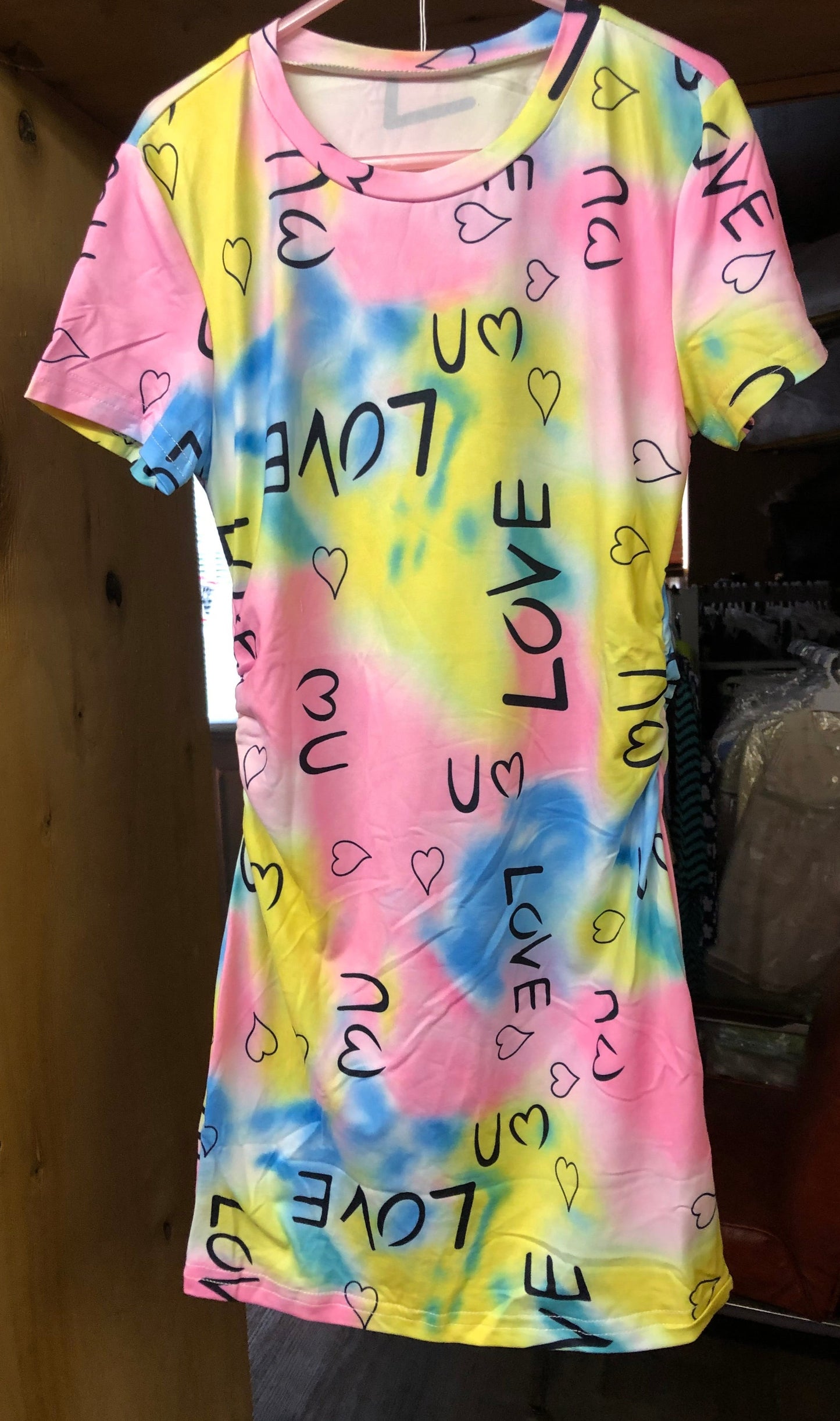 Girls Colorful Rainbow Tie-Dye And Letter Graphic Dress. Size 8 "New Arrival"