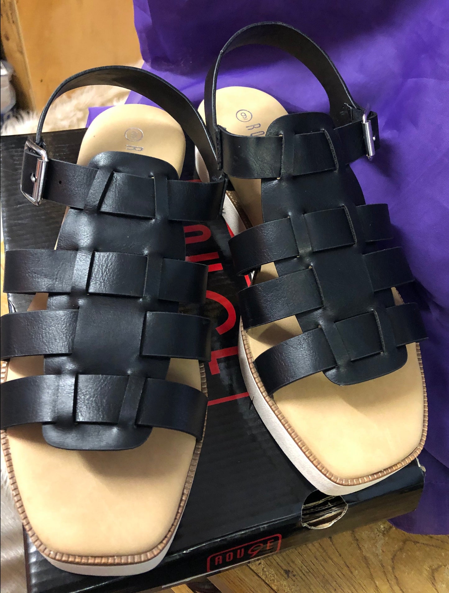 Woman Sandal Size 9 Color Black Platform +Wedge New Arrival With Box