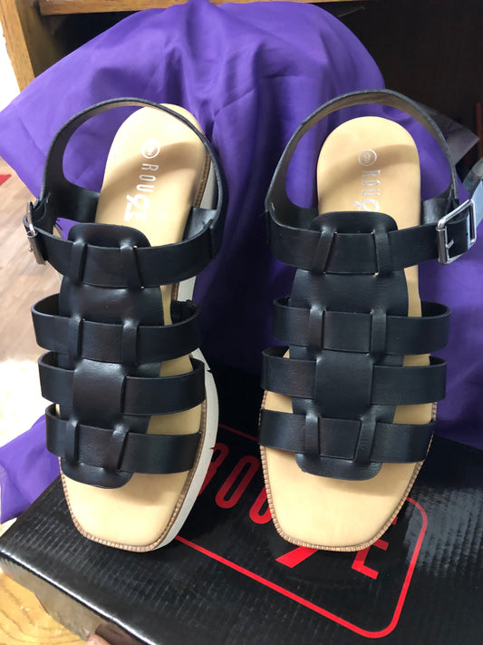 Woman Sandal Size 9 Color Black Platform +Wedge New Arrival With Box