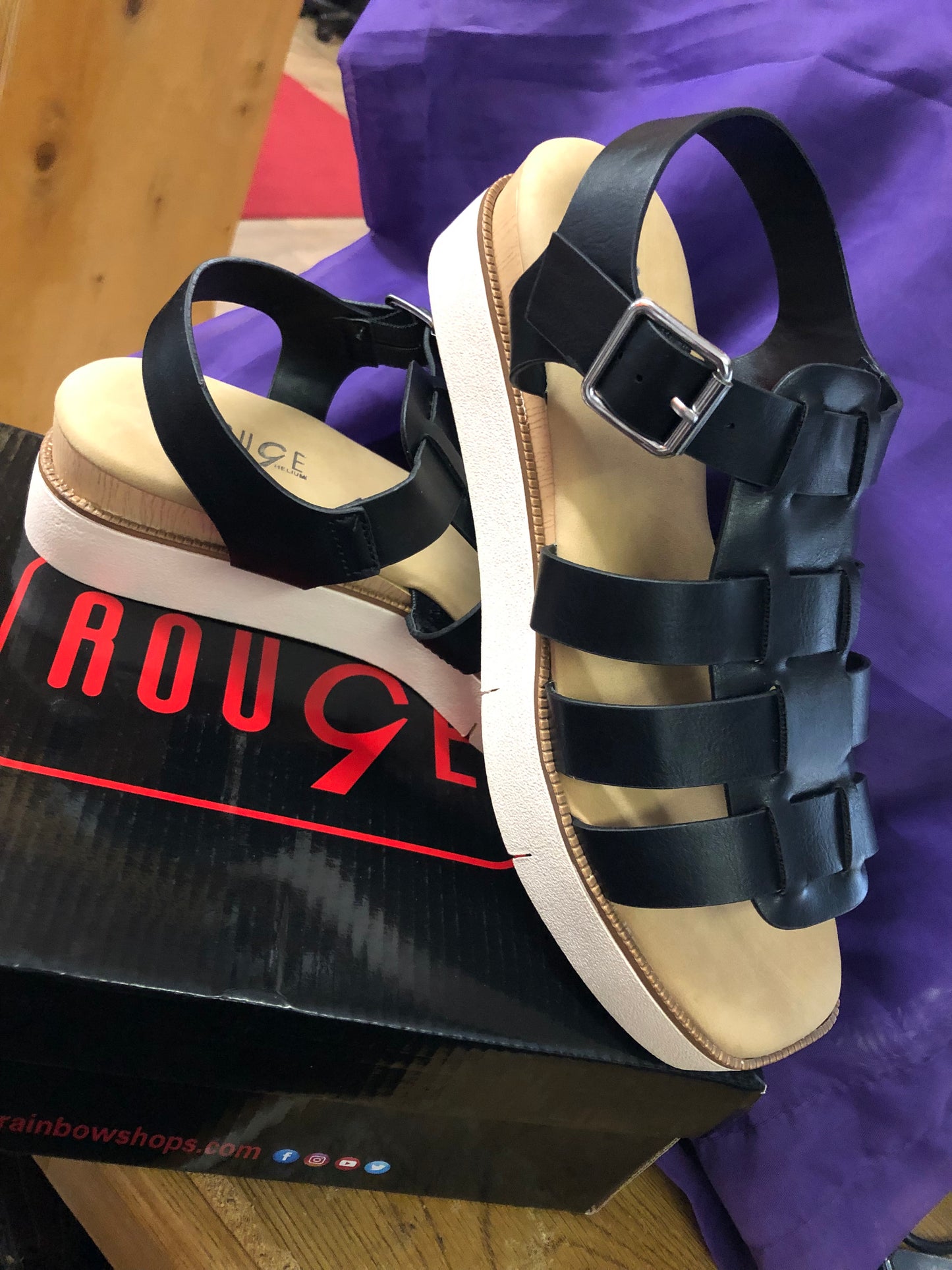 Woman Sandal Size 9 Color Black Platform +Wedge New Arrival With Box