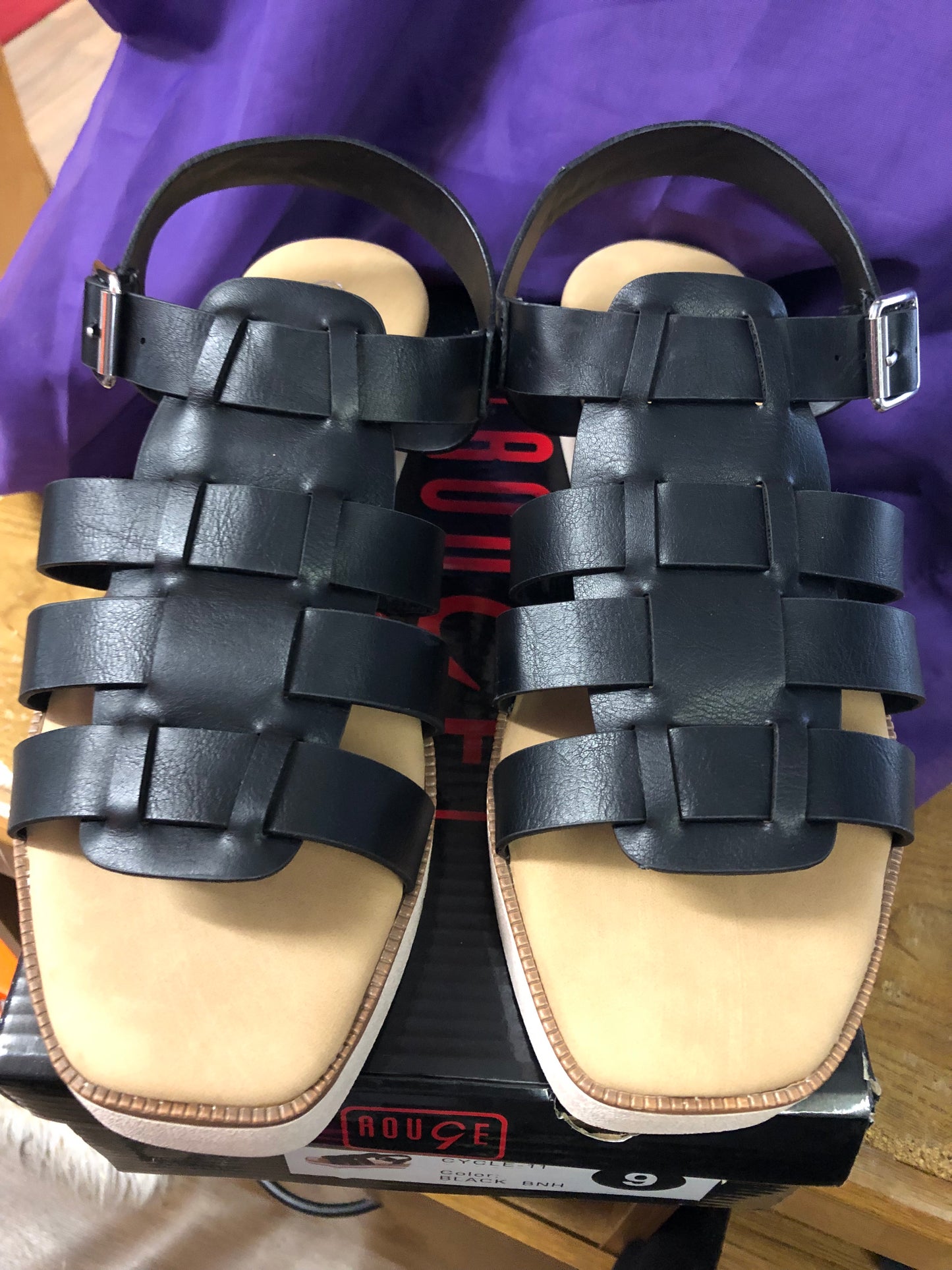 Woman Sandal Size 9 Color Black Platform +Wedge New Arrival With Box