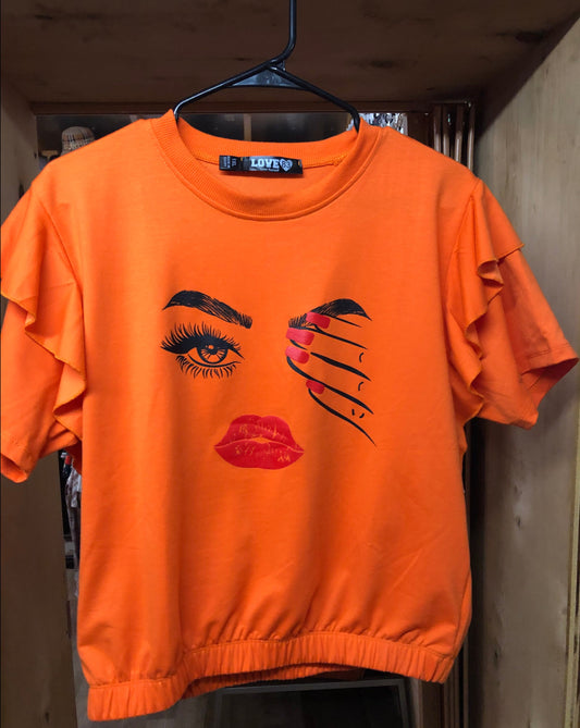 Woman Top Size 1xl New Arrival By Love 83 Color Orange