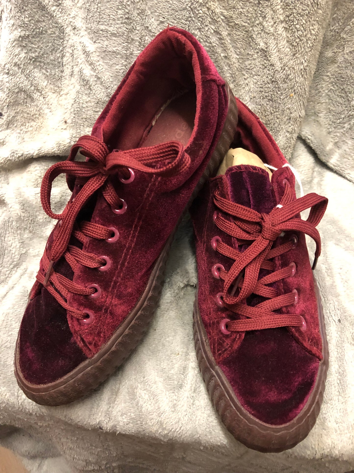 Woman Sneakers Size 10 By Epicsteps Color Velour Deep Purple Wine Color Pre-Owned Item