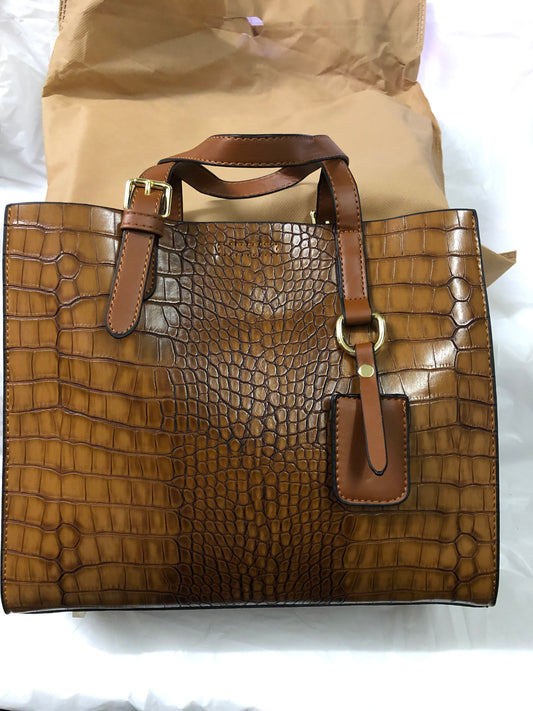 Woman 2 In 1 Snake Skin Leather Bag Color Brown "New Arrival"