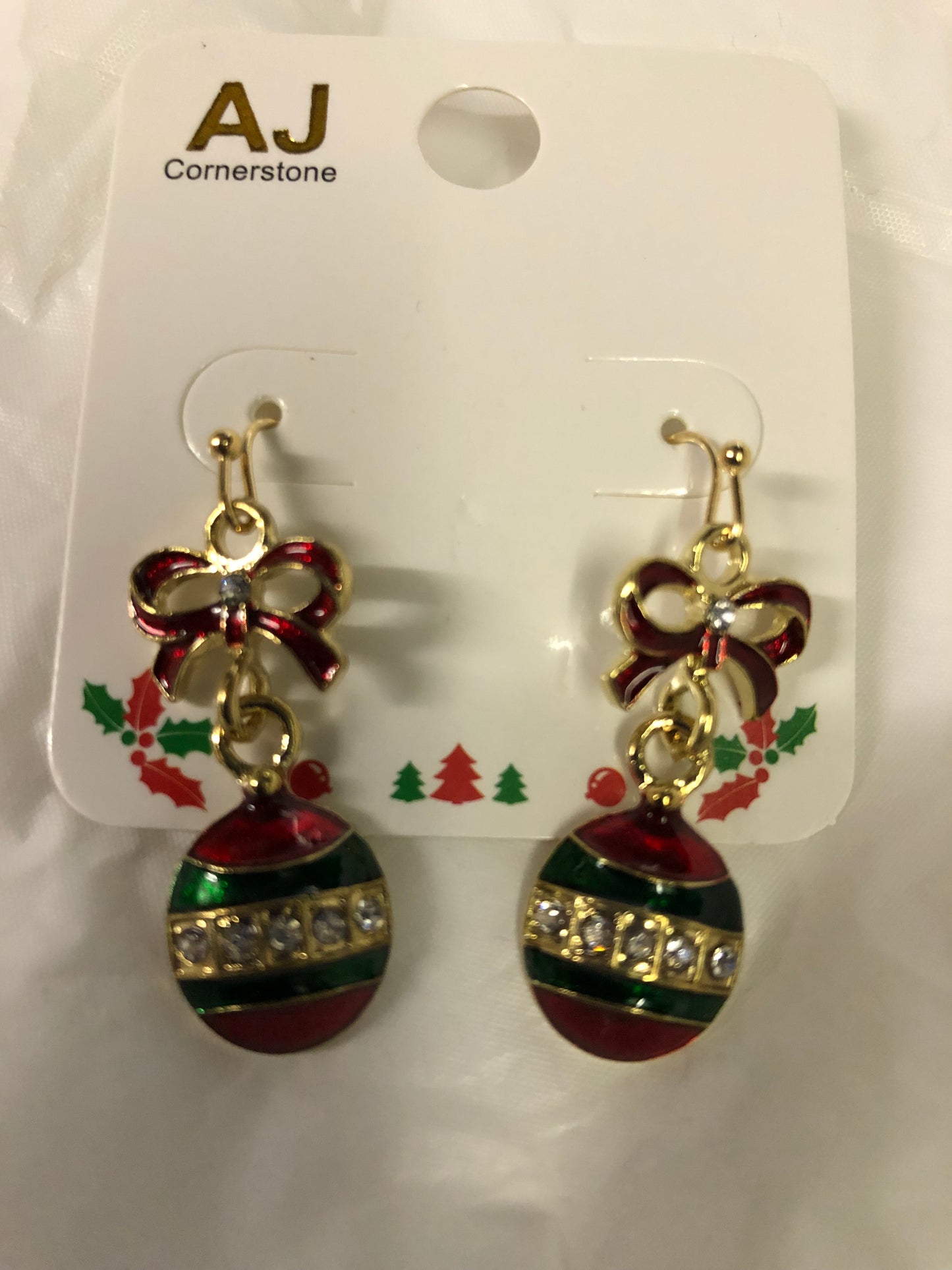 Woman Fashion Christmas Ornament Earrings With Bow At Top "New Arrival" Just In Time For Christmas