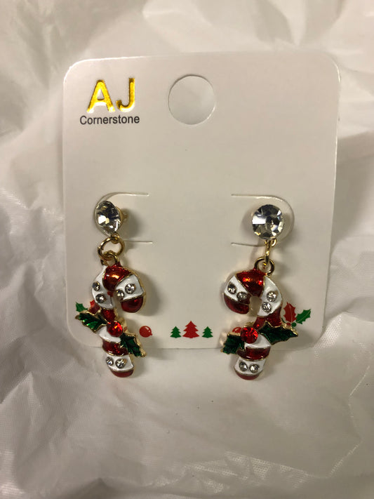 Woman Small Fashion Christmas Candy Cane Earrings"New Arrival"