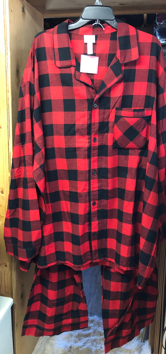 Men Pajama Set Color Red/Blk. Color Block Plaid Size 4XL Big Men  "New Arrival"