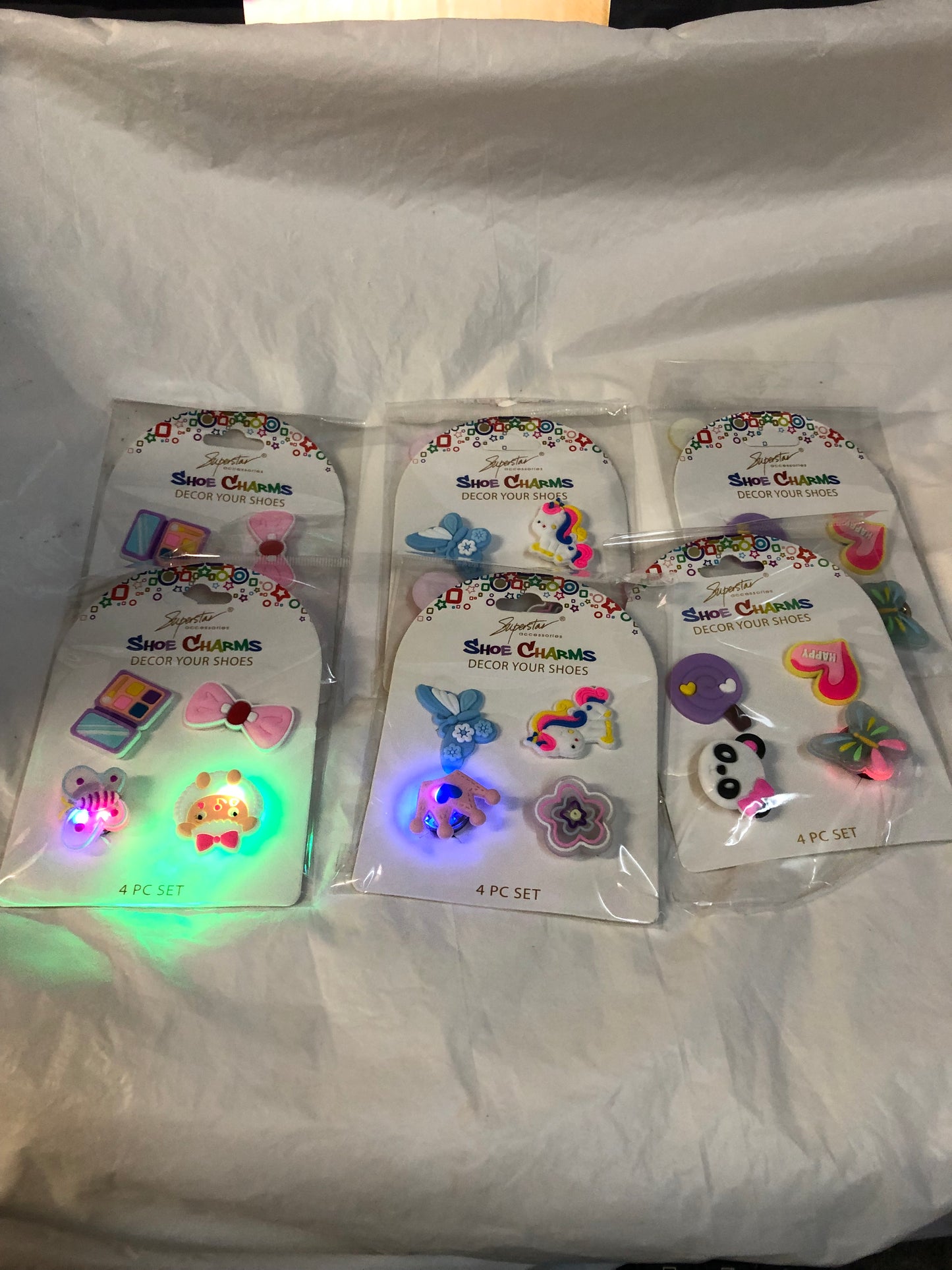 4pc. Set Light Up Decor Shoe Charms "New Arrival" 15.00 Ea.. Or 2 For 25.00