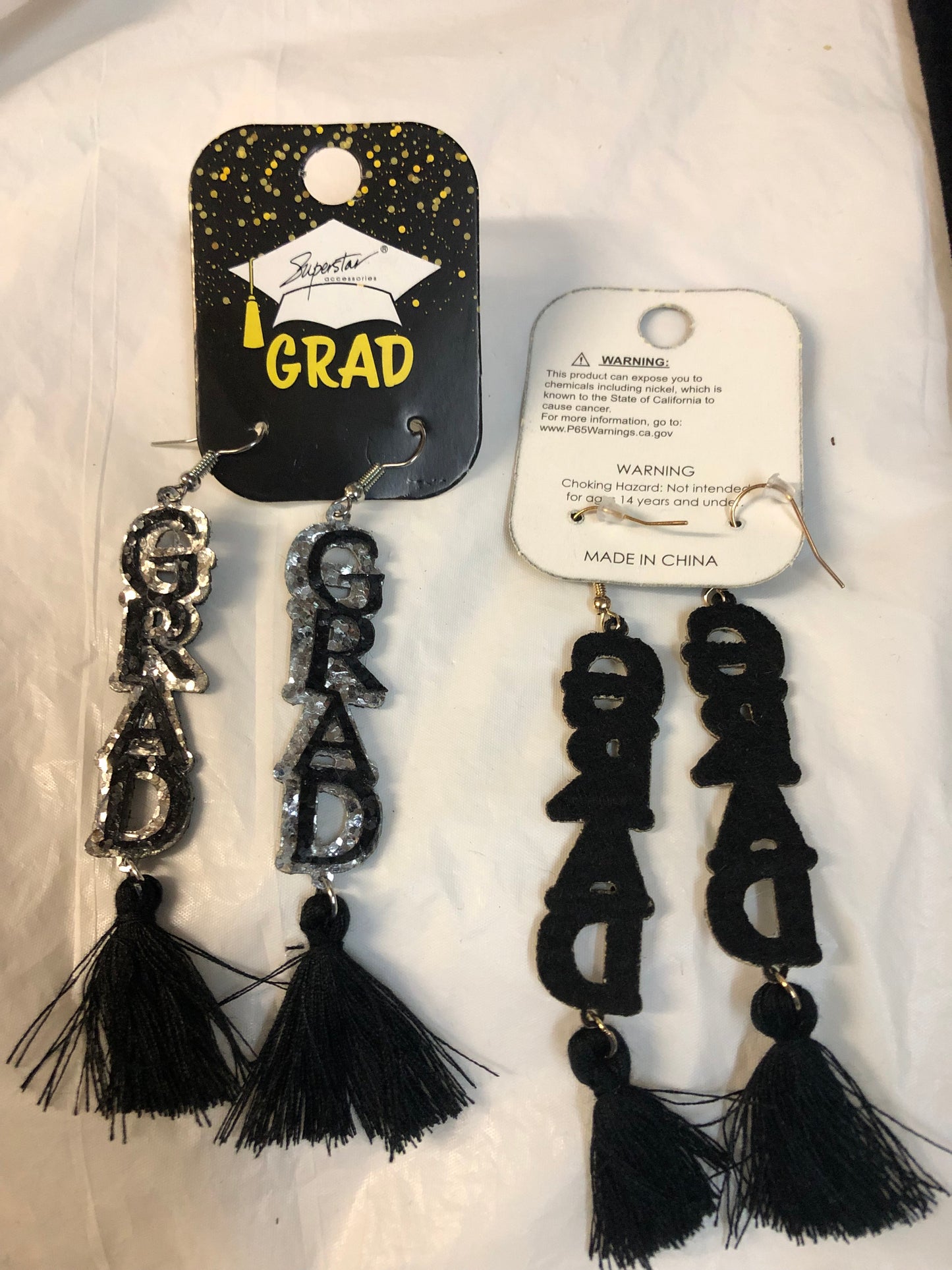 Graduation Earring On Fish Hook With Blk Fringe Tassel Comes  In Gold Or Silver "New Arrival"