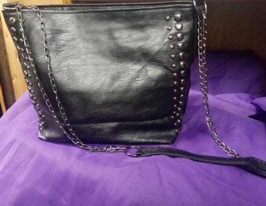 Woman Leather Studed Black Cross Body Bag "New Fall Arrival"
