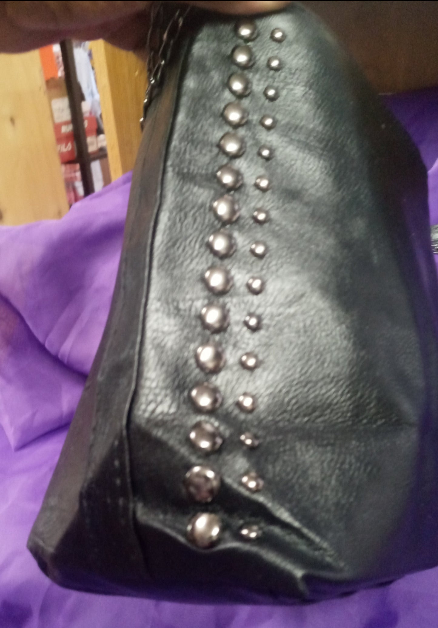 Woman Leather Studed Black Cross Body Bag "New Fall Arrival"