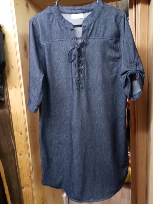 Ladies Soft Jean Dress Size XL Half Sleeve By:Bobbie &Brooks Lace Up Closure"New Fall Arrival"