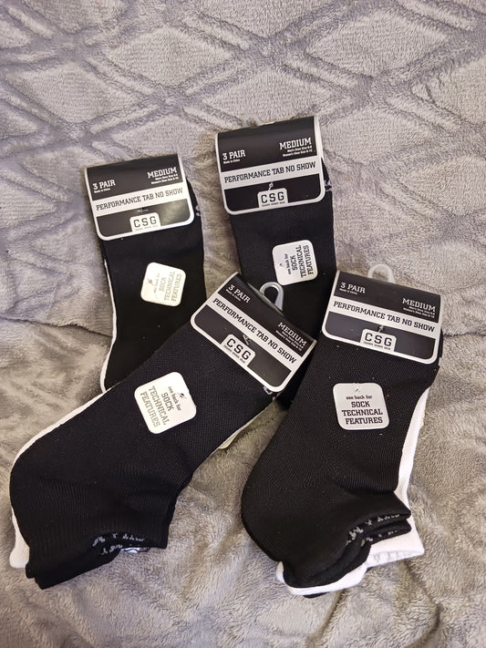 Men Performance Tab No Show Socks 3 Pair Pack, Size 9-11 "Great Father's Day Gift "SOLD OUT