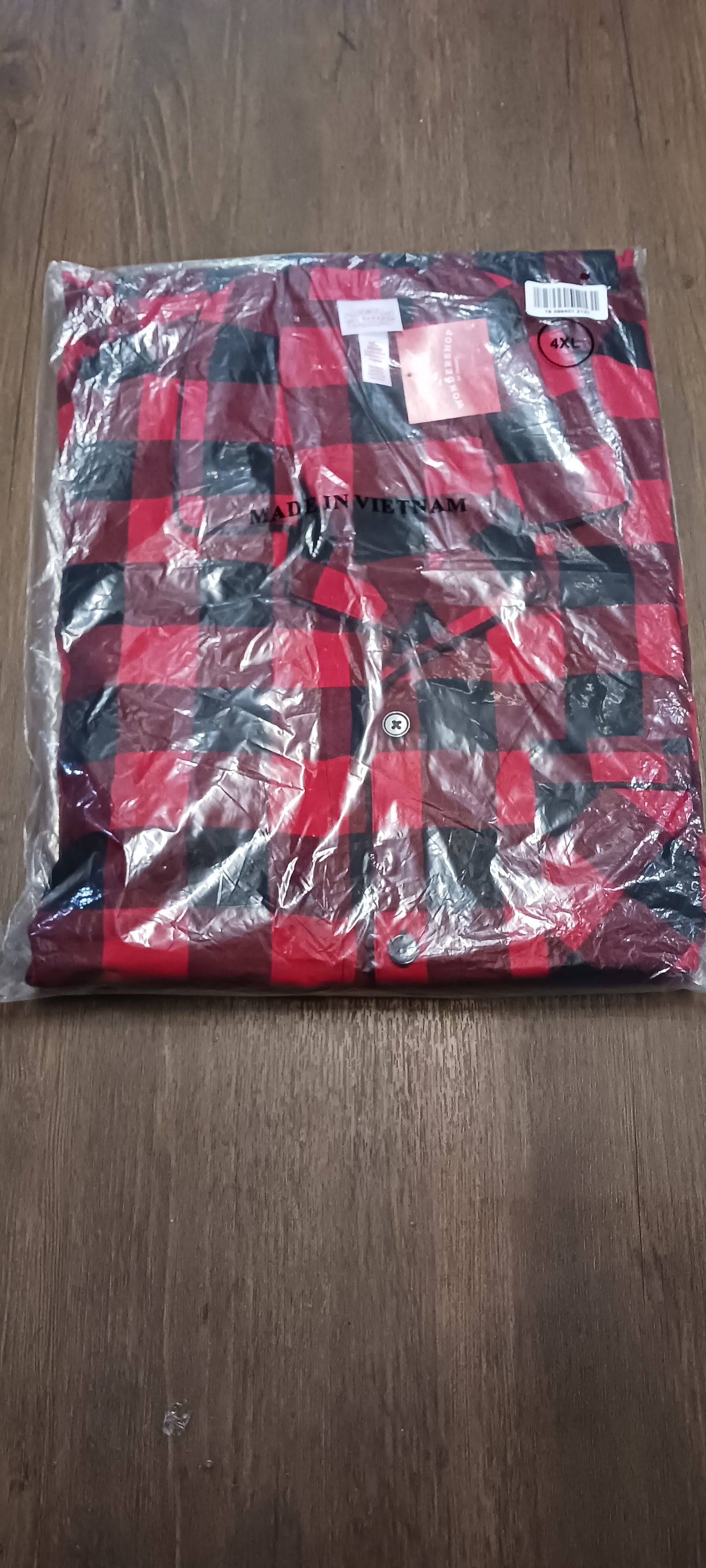 Men Pajama Set Color Red/Blk. Color Block Plaid Size 4XL Big Men  "New Arrival"