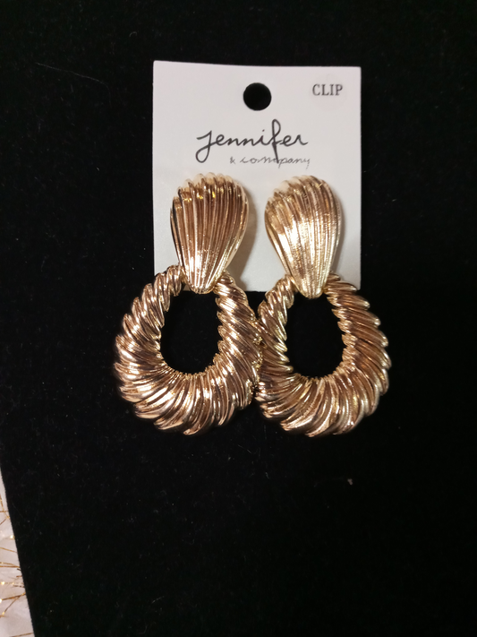 Jennifer Gold Hanging Hoop Earrings