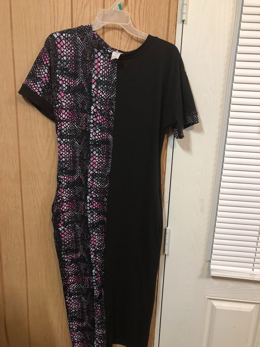Woman Half and Half Pencil Snake Print Dress Size L
