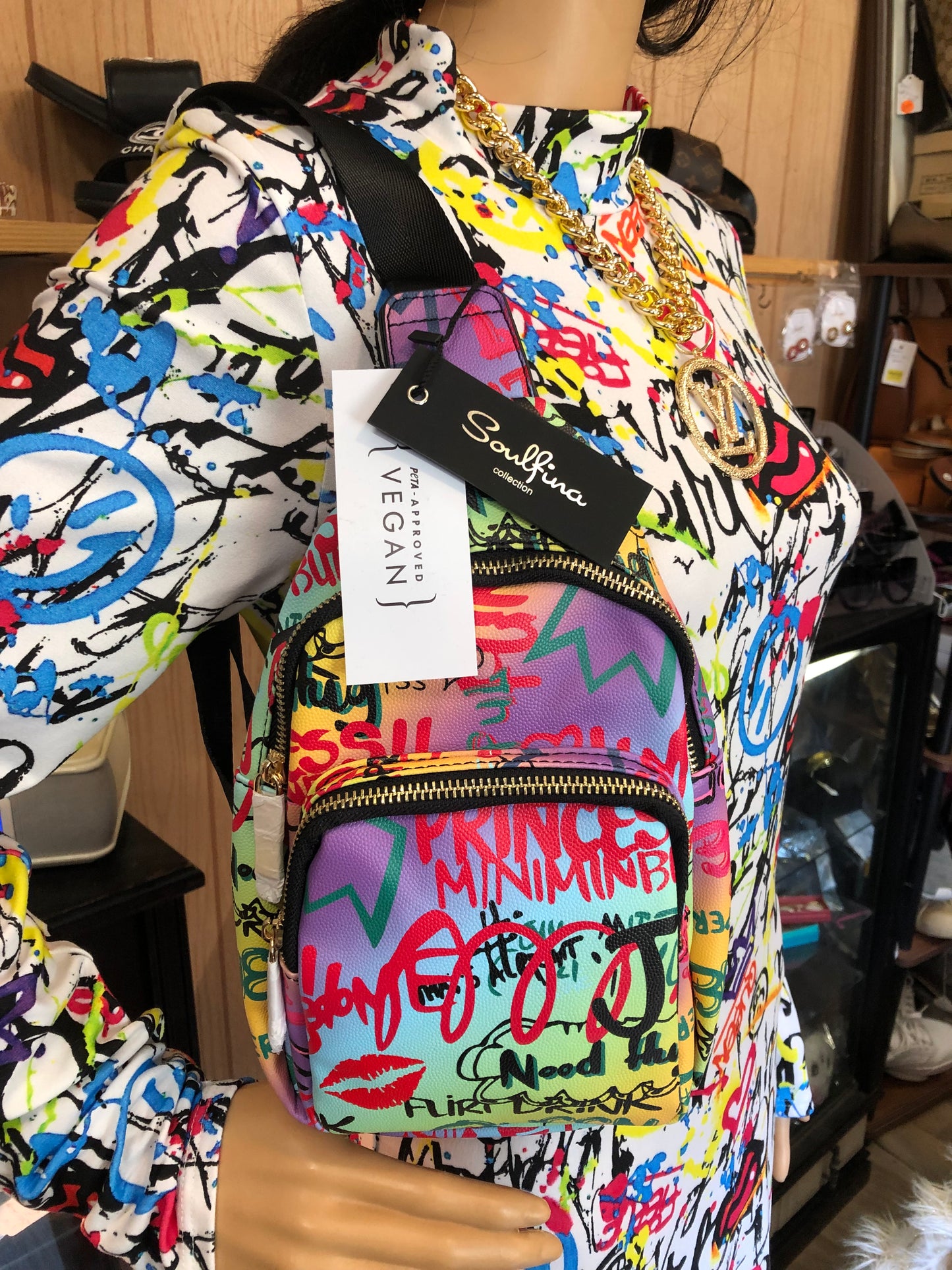 Graffiti Crossbody Approved Vegan Bag By: Soultina Collection