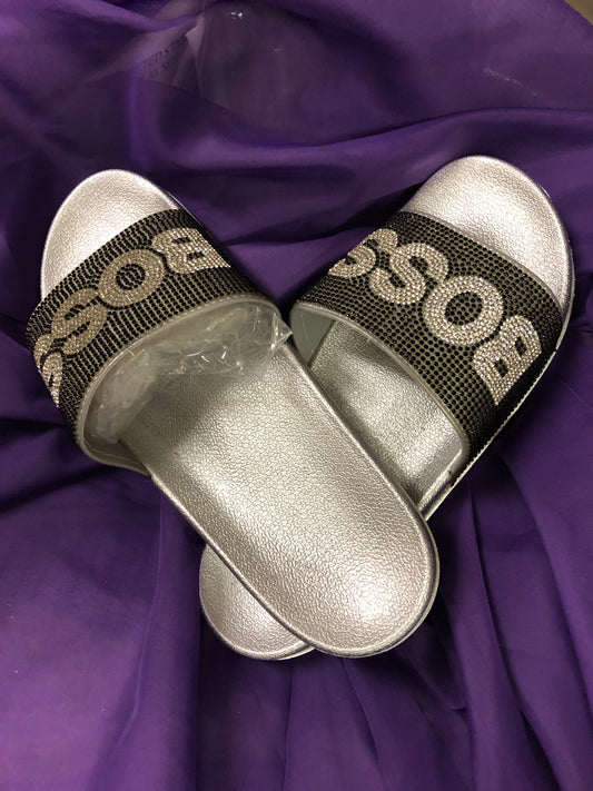 Womans Fashion Rinestone Bling Glitter Slides Size 9