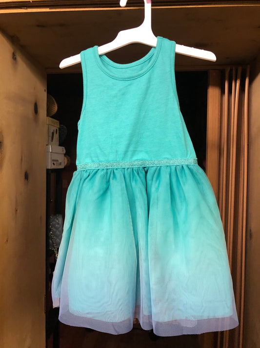 Girls Size 3T Razor Back Sun Dress Color Teal Green