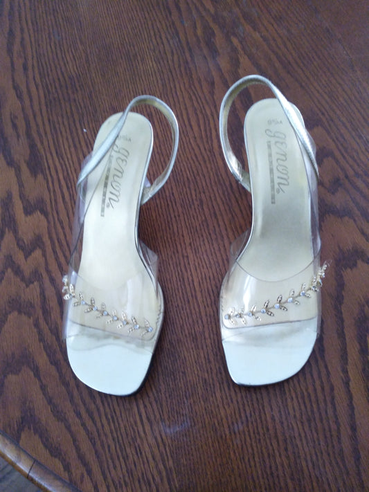 Woman Pre-Owned Clear With Bling Dress Scoop Hill Shoe Size 9