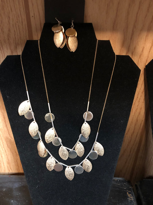 Leaf Necklace And Earring Set